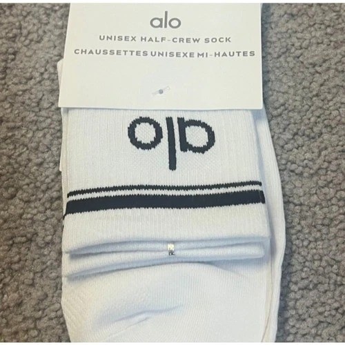ALO Yoga Black and White Half-Crew Socks Unisex 2 Pair Size S
