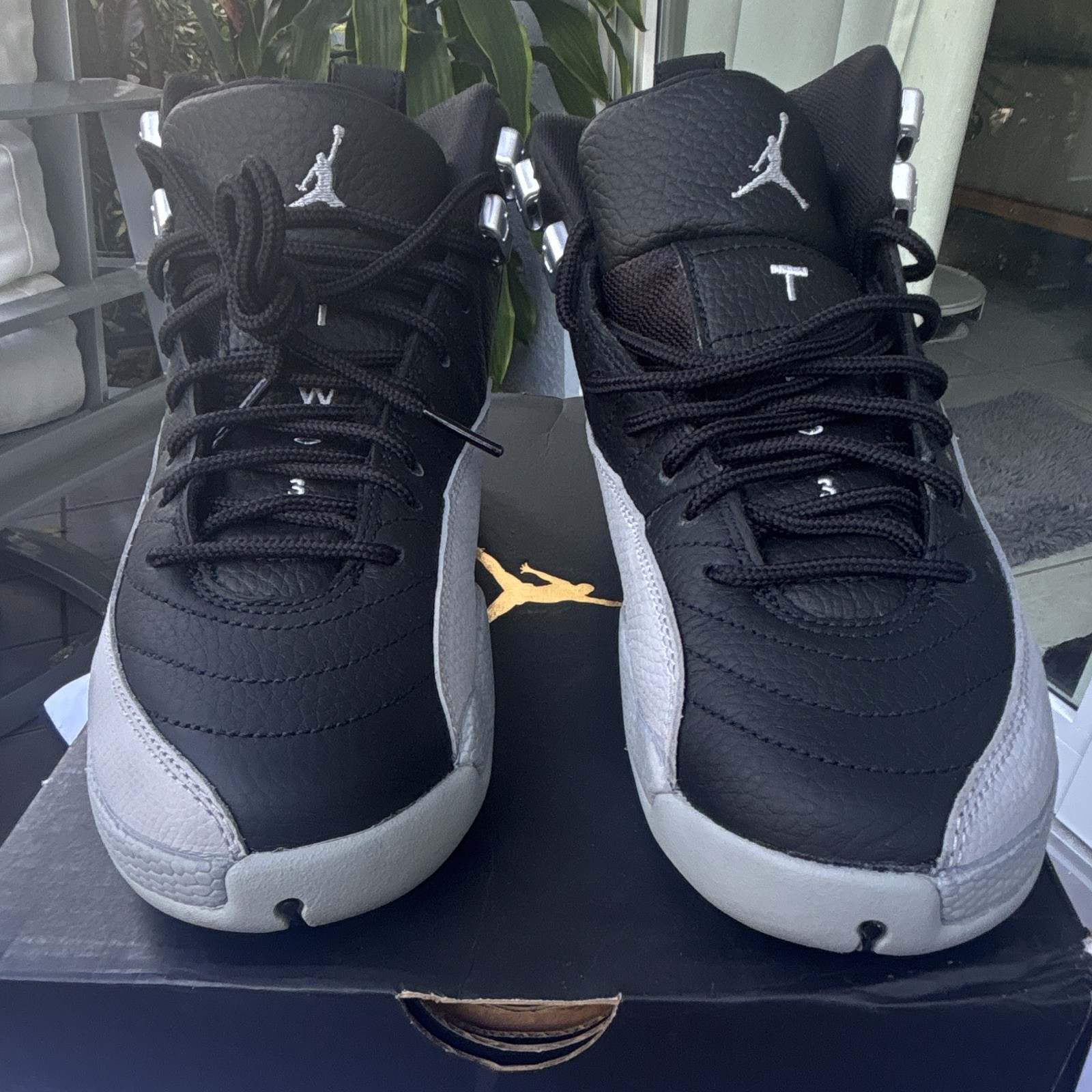 Air Jordan 12 Retro barons 4.5Y Black/White High Top Leather Basketball Sneaker
