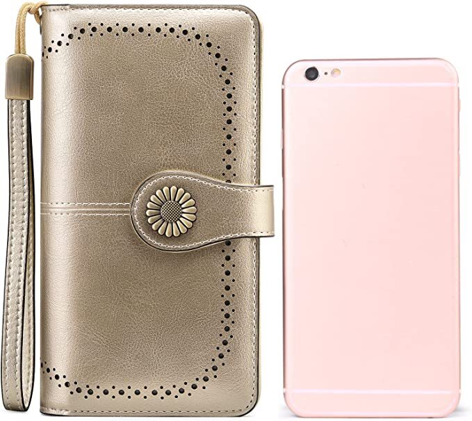 Sendefn Wallets for Women Genuine Leather Credit Card Holder Rfid Blocking Large