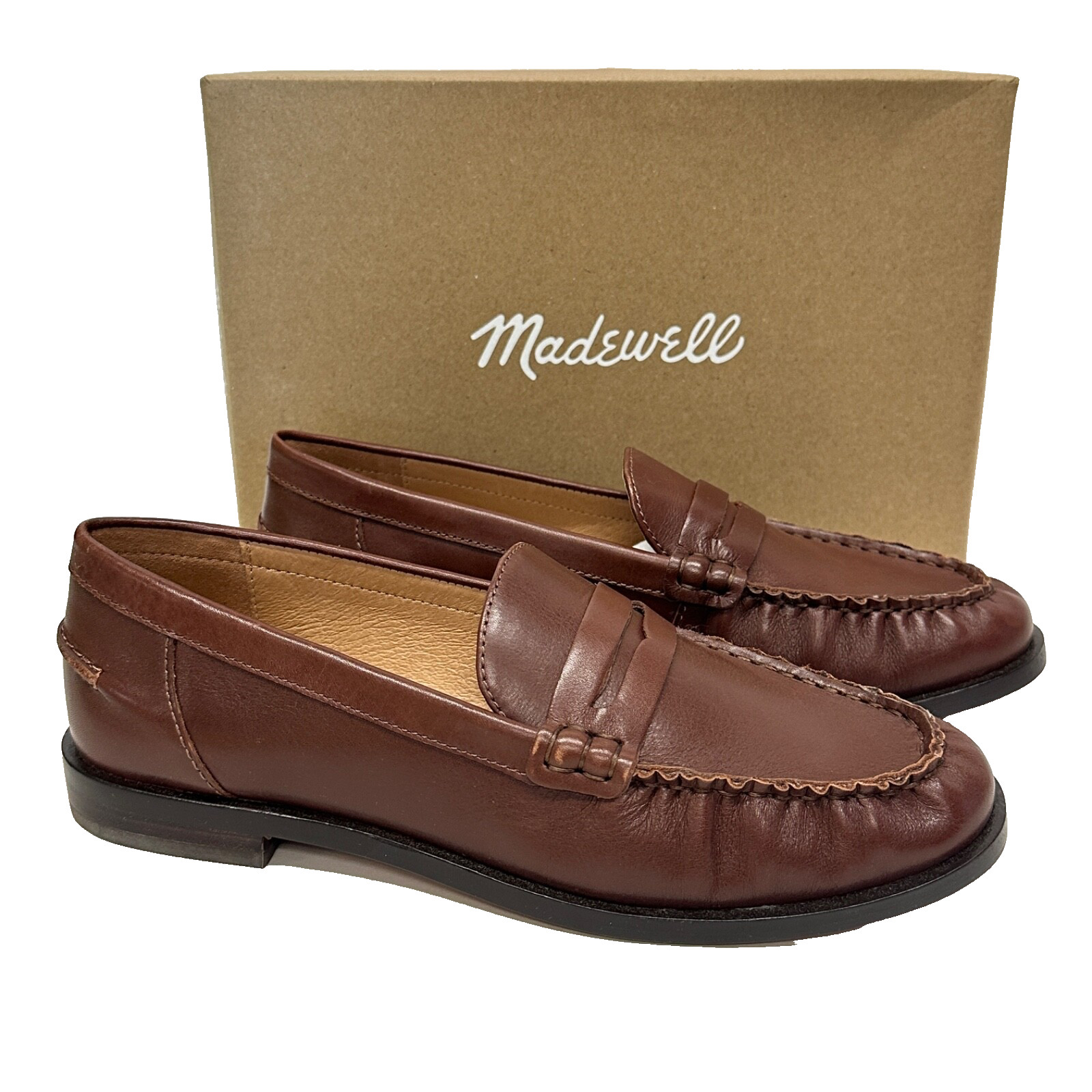 Madewell NYE Penny Loafers Vachetta Leather NJ256 Apple Butter Brown Size 8