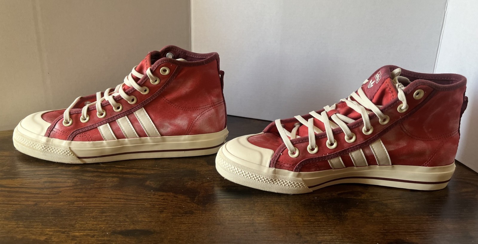 Adidas Nizza RF High Bleached Tie Die-SIZE 8.5 US-Red Wonder White