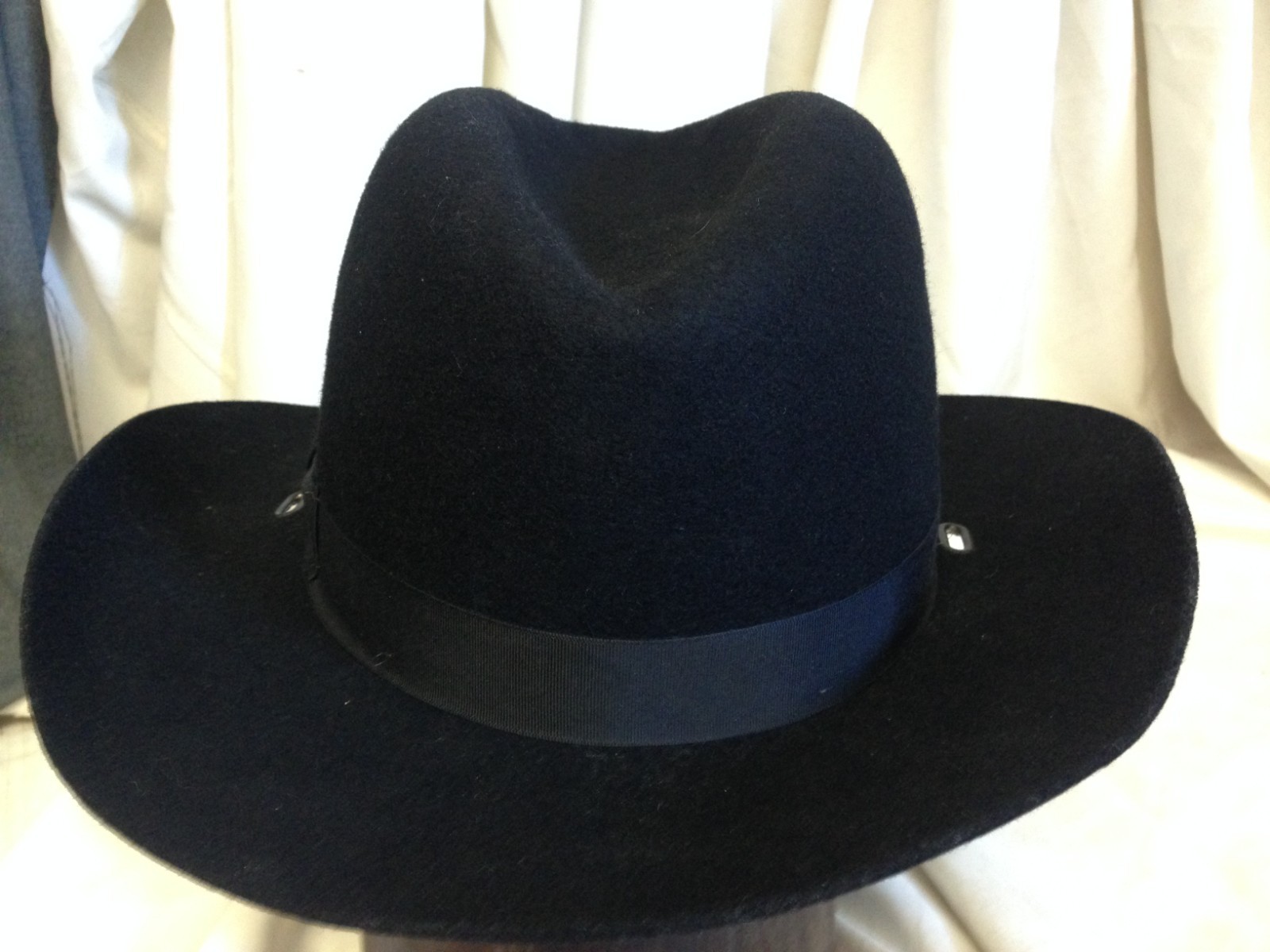 Vintage Stetson Black Wool Felt Center Dent Fedora Cowboy Western Hat 7 1/2