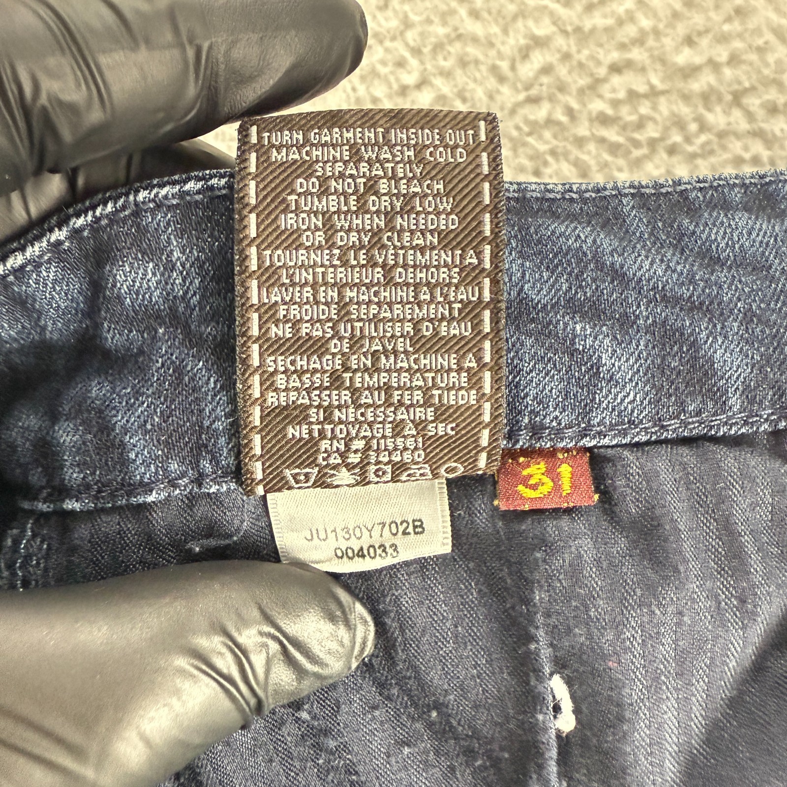 7 For All Mankind Flare Jeans Womens Size 31 Blue Denim Low Rise Dark Wash