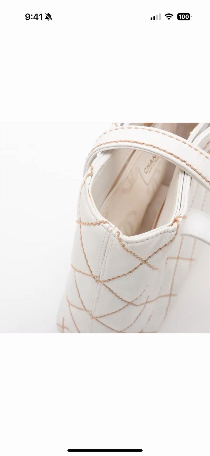 CHANEL White Quilted Tote Bag Gold Hardware Magnetic Closure Double Handles