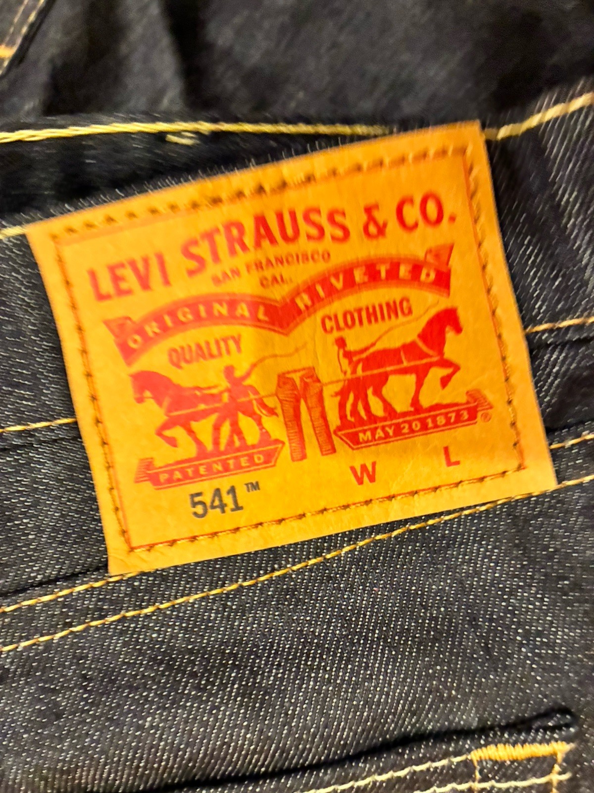 Levis 541 Stretch Flex Tapered Denim Jeans Mens 52×30 Dark Wash Blue Big & Tall