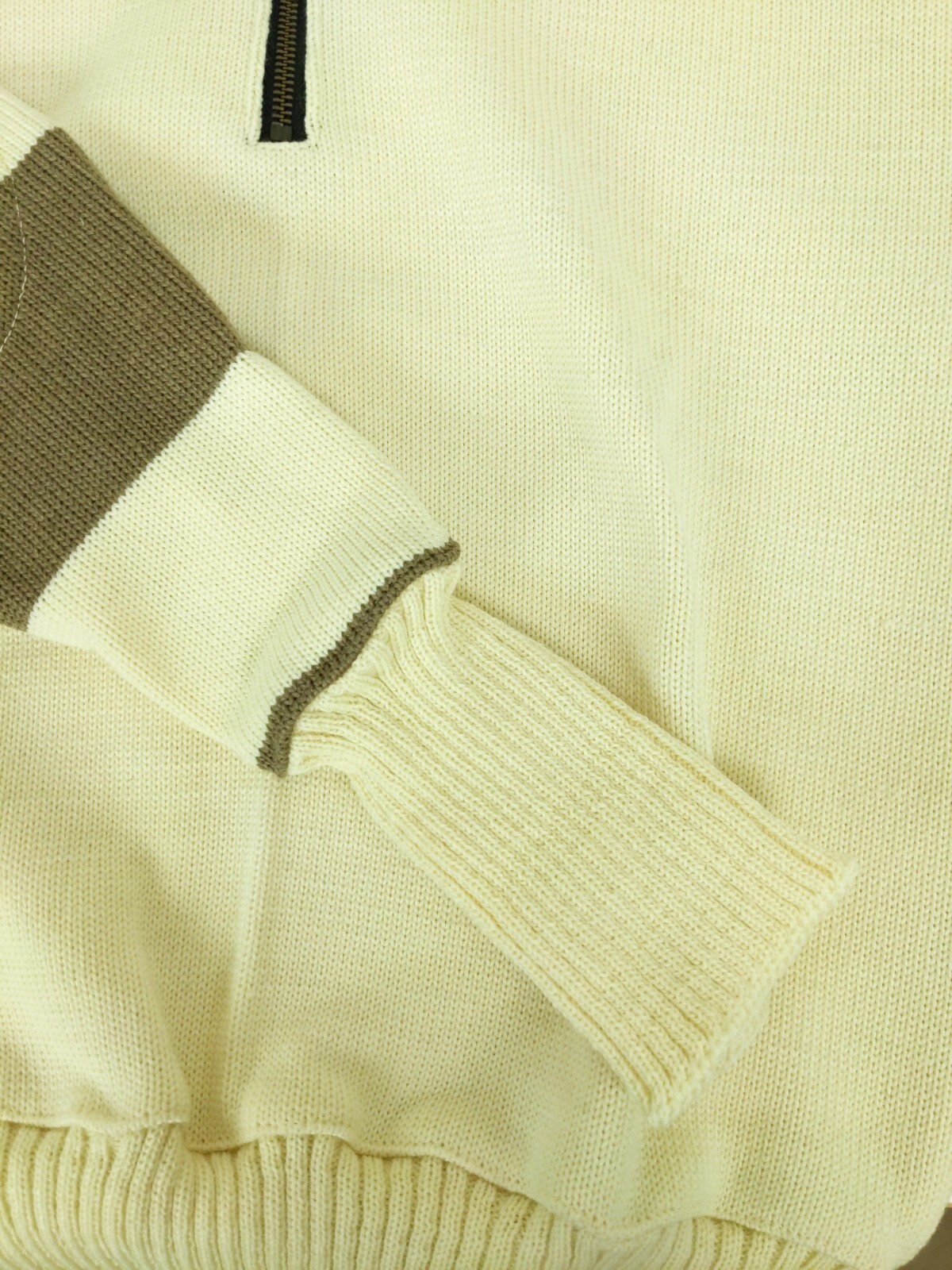 Todd Snyder Dehen Sweater Mens Small Brown Cream Wool 1/4 Zip Made in USA
