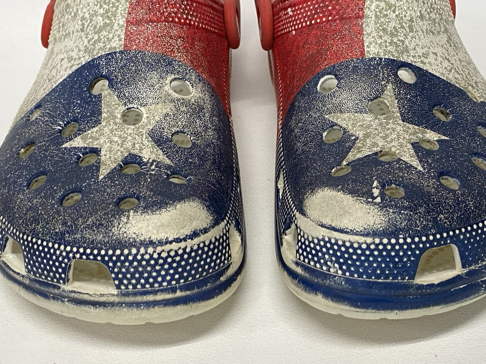 Crocs Texas Flag Lone Star State July 4 Red White Blue Size 11 W 9 M Clogs U2