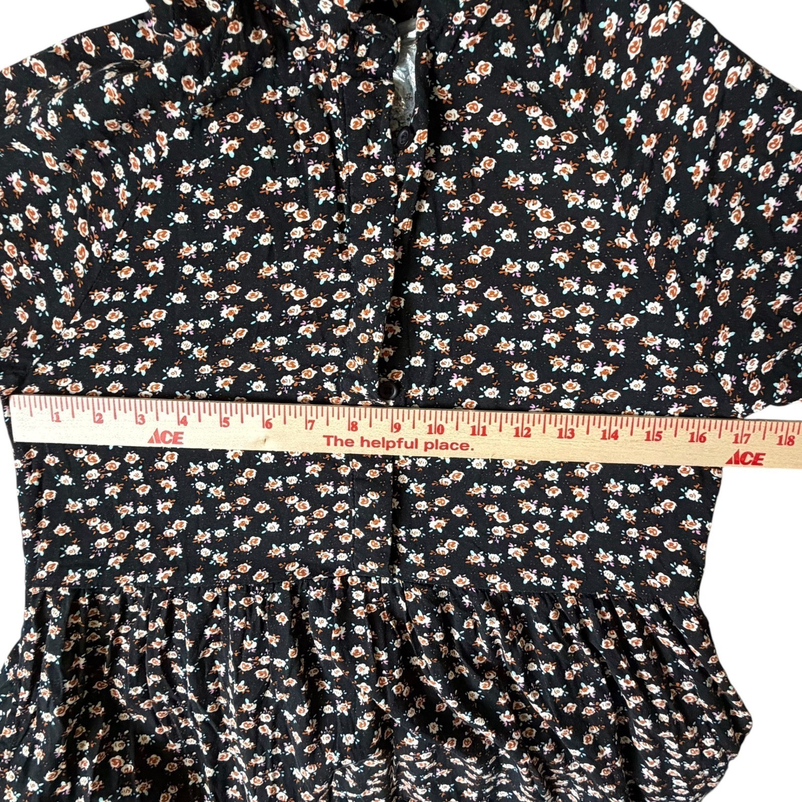 Cottagecore Prairie Ditsy Floral Size Small Collared Tiered Modest Midi Dress