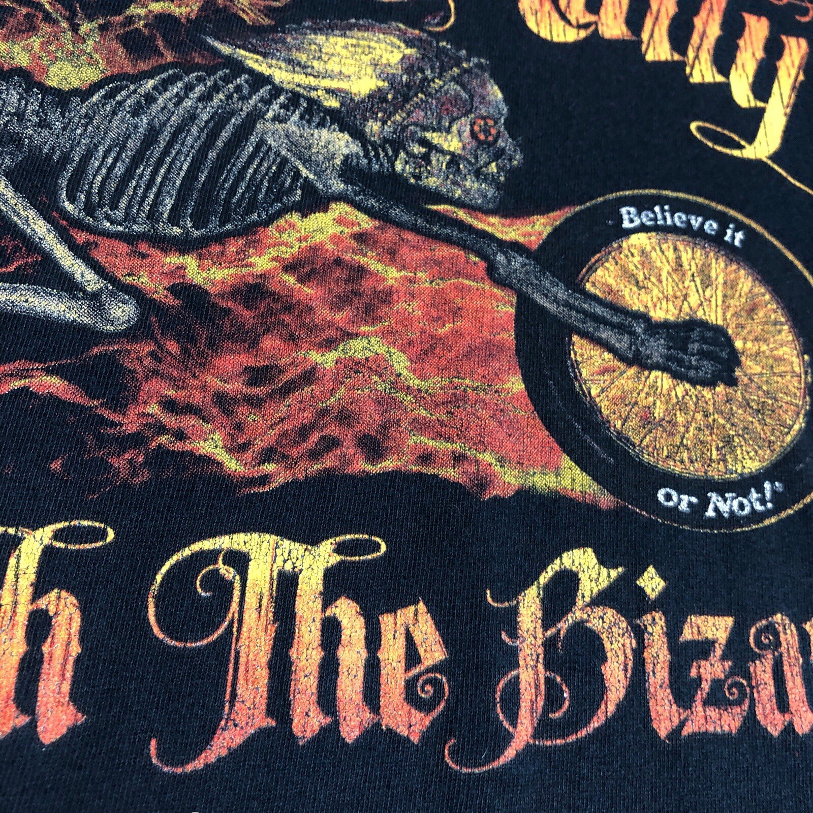 Ripleys Motorcycle Rally Shirt Men M Black Flame Skeleton Biker Y2K Grunge Retro