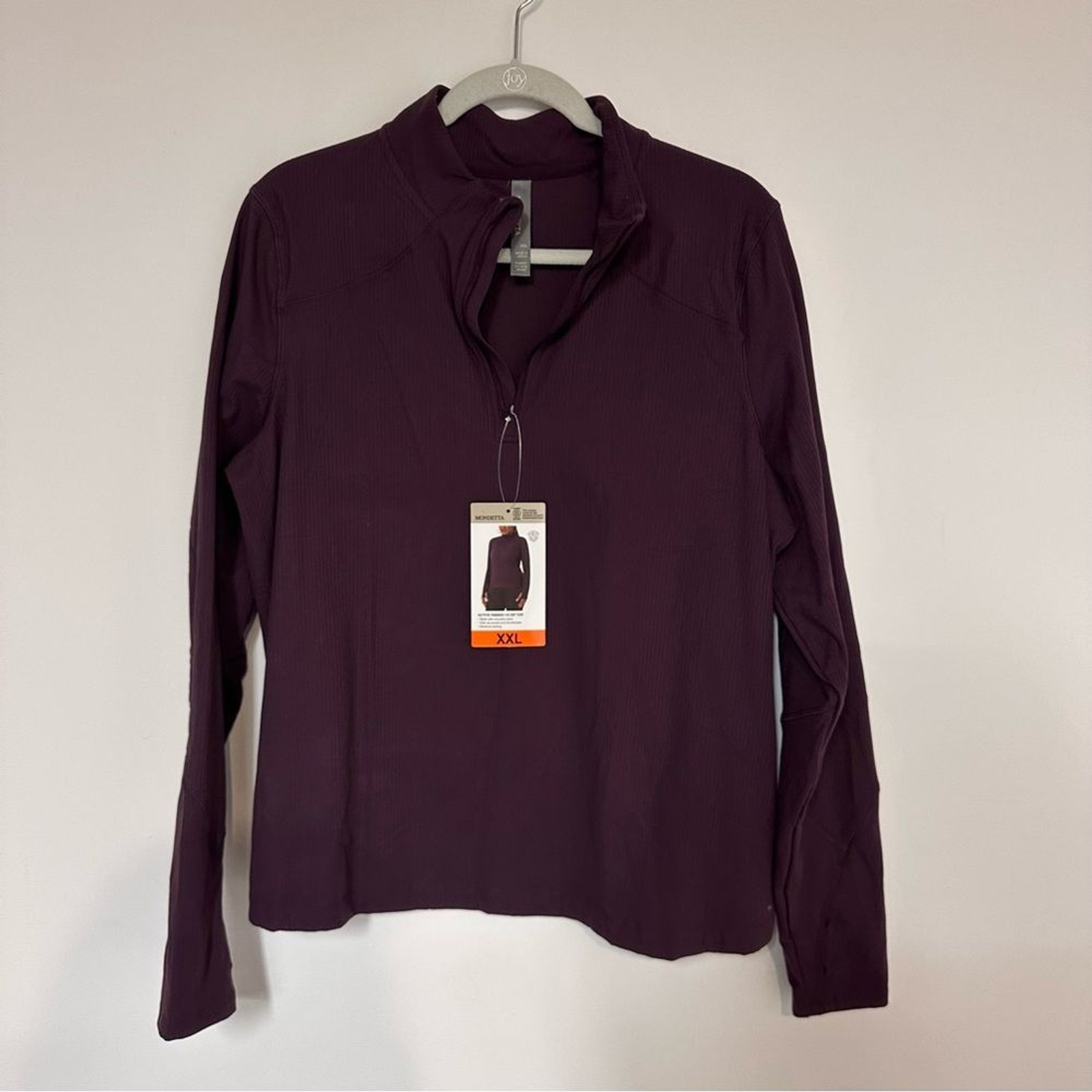 Mondetta Ribbed Quarter Zip Pullover Top Plum Purple Size XXL Athletic Stretch