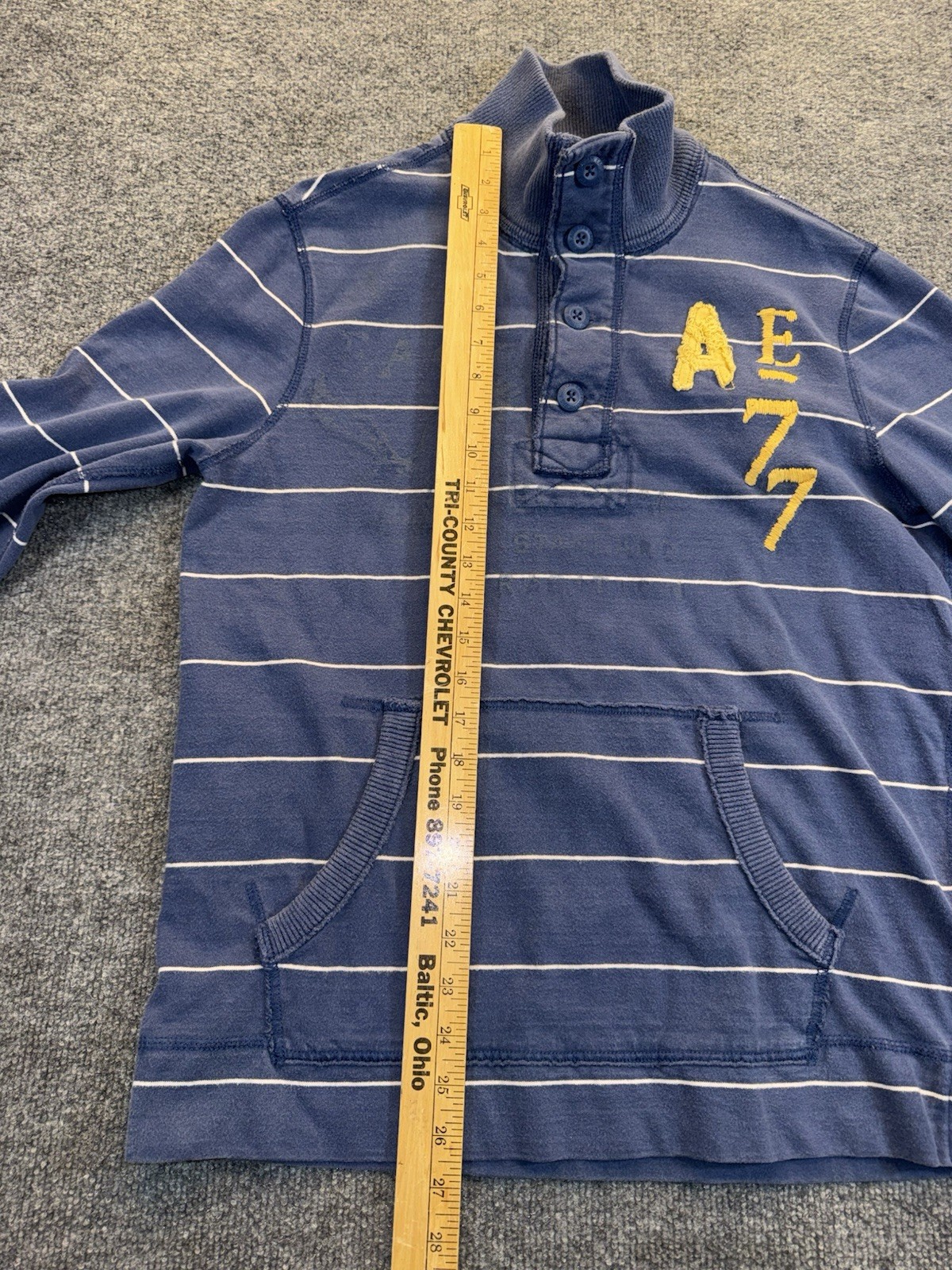 American Eagle Vintage Fit Pullover Sweatshirt Men’s Size M Blue Striped AE77