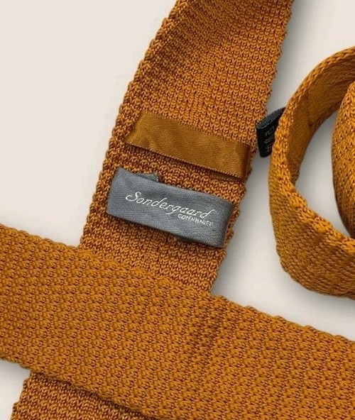 SONDERGAARD Polyester Knit Tie Solid Orange W:1.7″ EUC