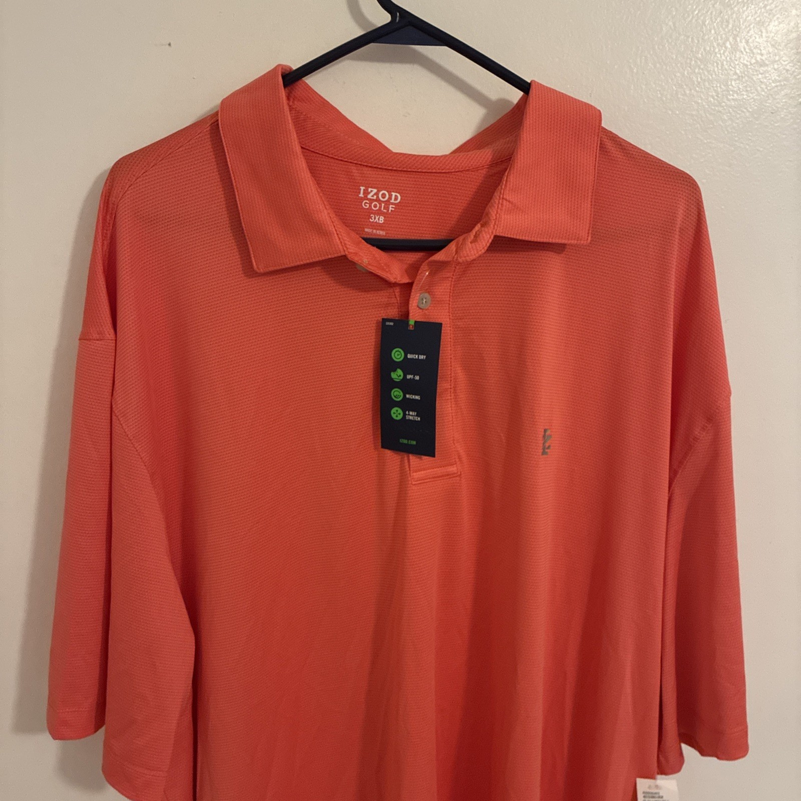 NWT Izod Swingflex Elite Short Sleeve Golf Polo Men’s Polyester Orange Size 3XB