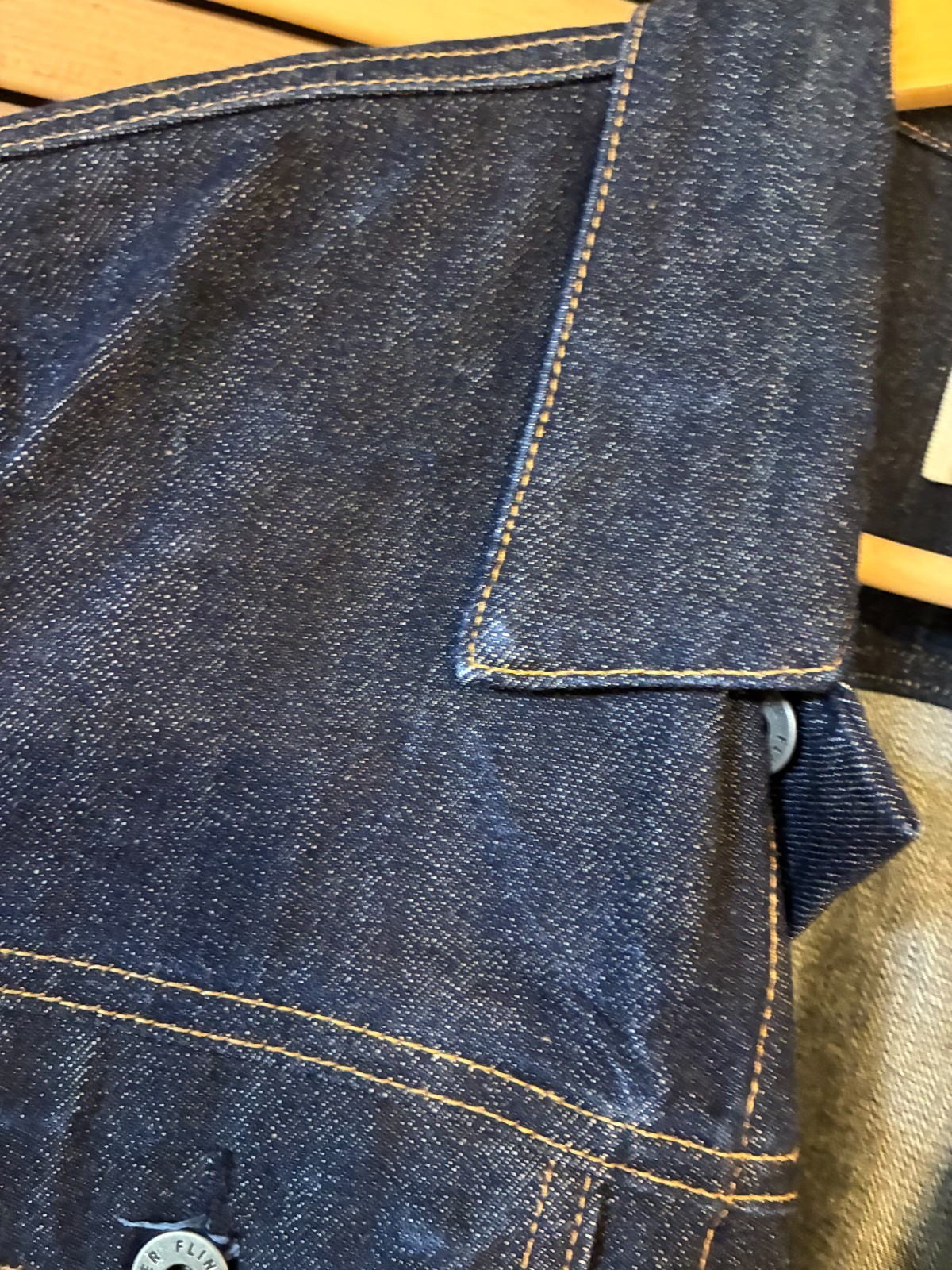 Flint And Tinder Denim Trucker Jacket Adult Medium Black Huckberry Made In USA