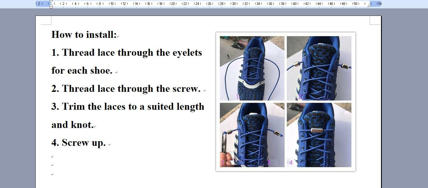 6 pair No Tie Elastic Lock Shoe Laces ShoeLaces Strings for Kids Adults Sneakers