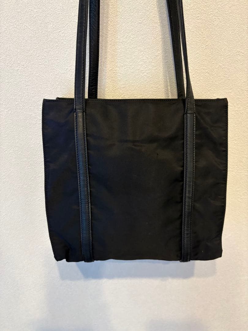 PRADA Tessuto Nylon Shoulder Tote Bag 22cm 8.7in Black Mini Logo Authe