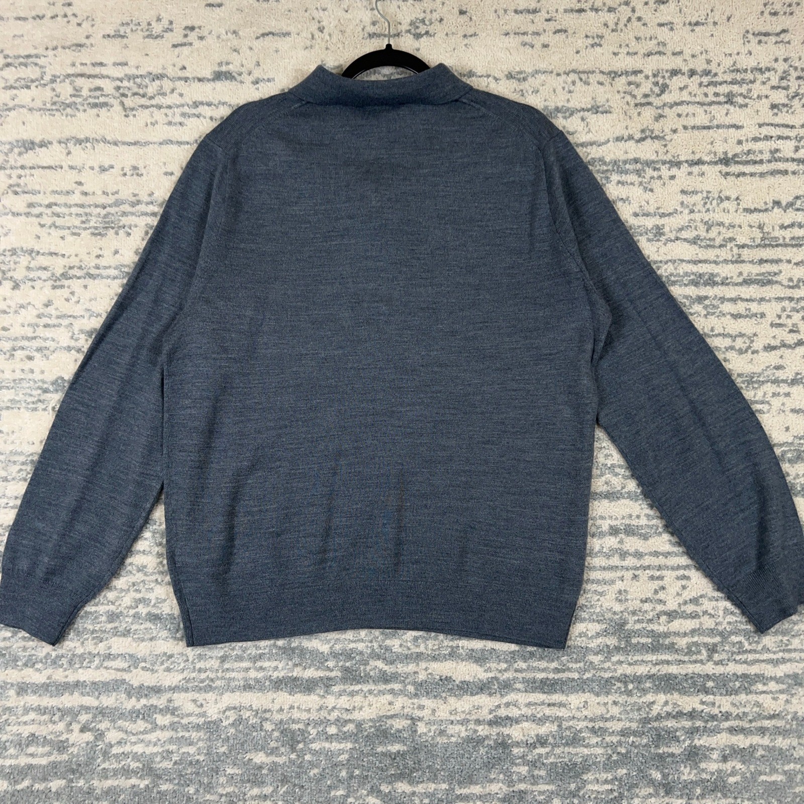 J.Crew Mens Merino Wool Blend Long Sleeve Polo Sweater Blue Grey XL BK247 FA24