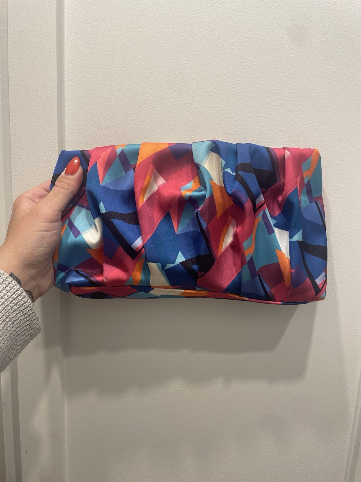 colorful satin clutch purse