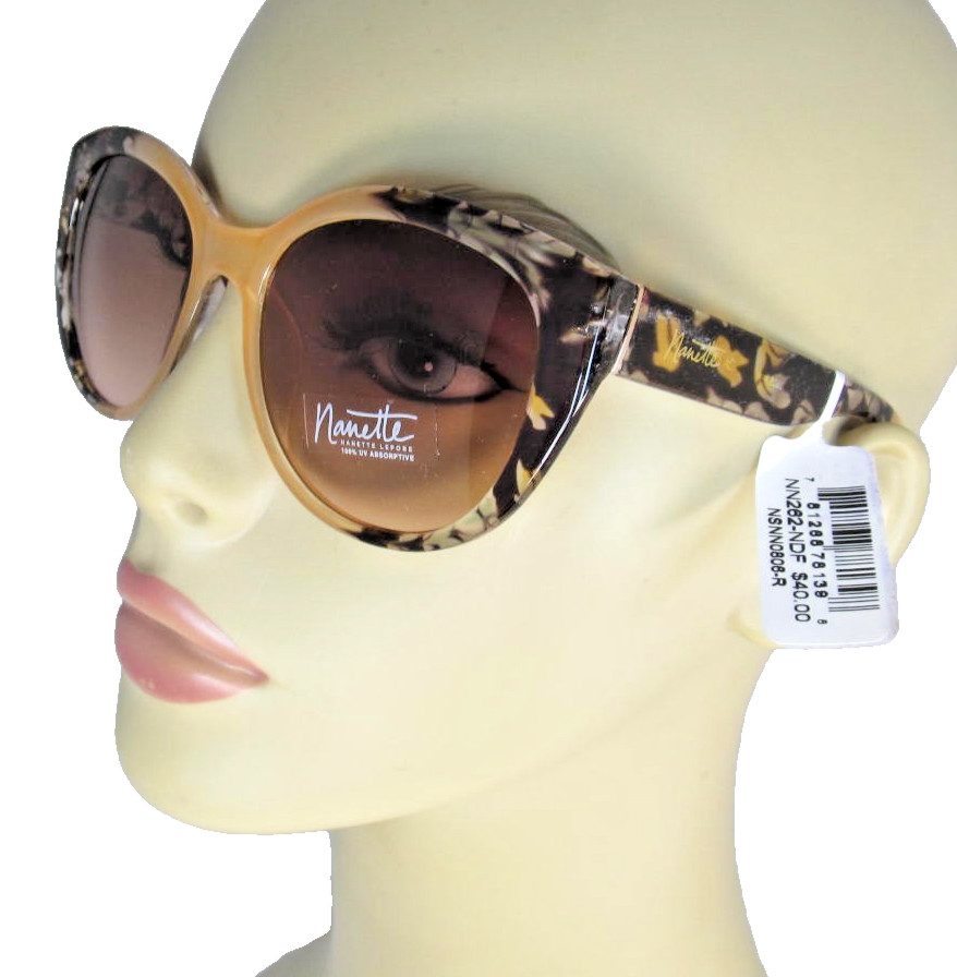 Nanette Lepore Nude Cat Eye Sunglasses Vibrant Translucent Floral NN262-NDF