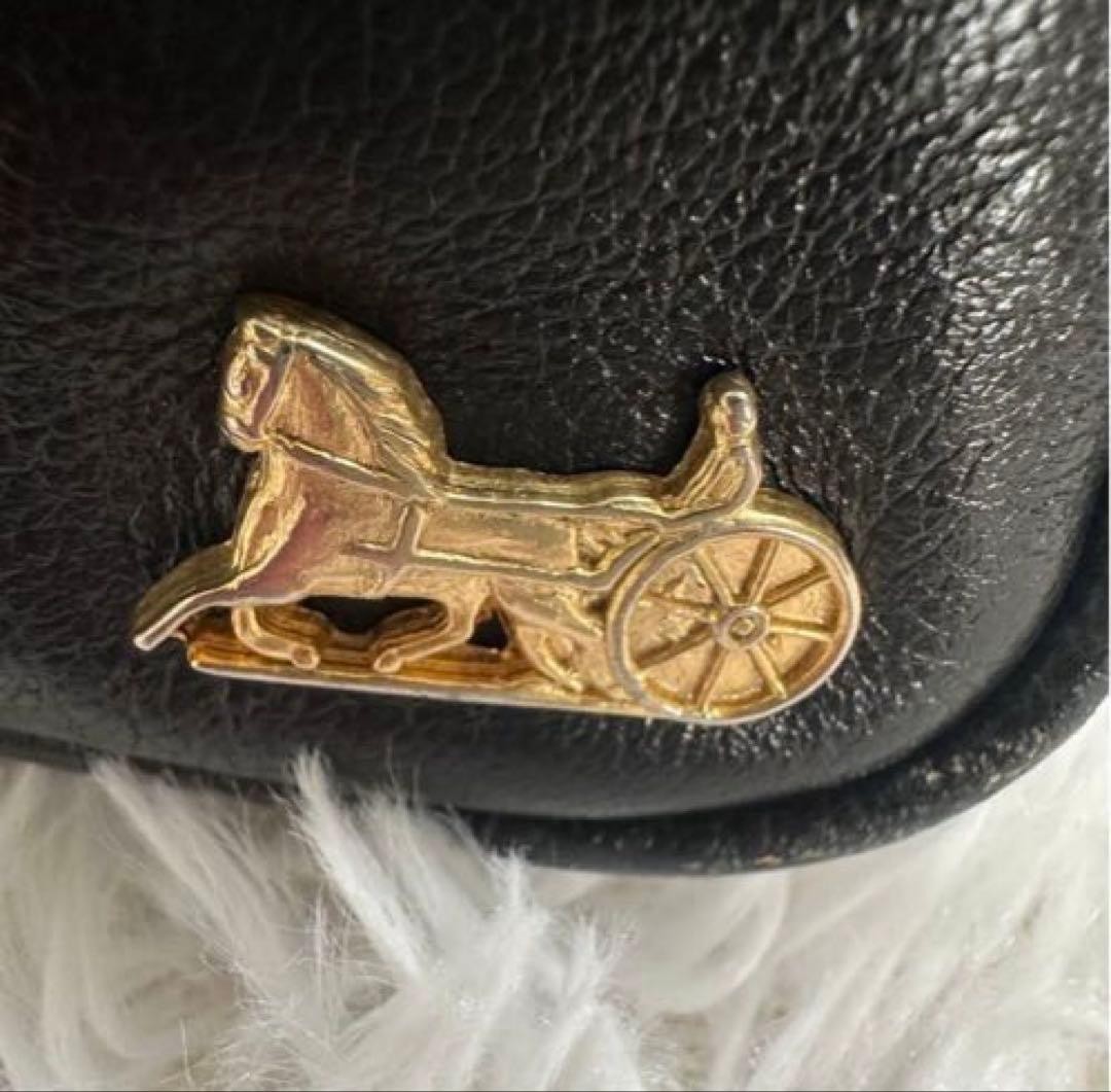 CELINE Leather Camera Shoulder Black Horse Carriage Hardware Used From Japan