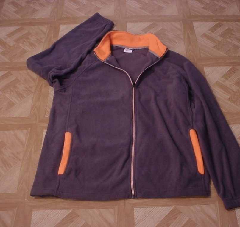Starter Men’s Charcoal Gray/Orange Full Zip Fleece Jacket 34-36 S, 42-44 Large