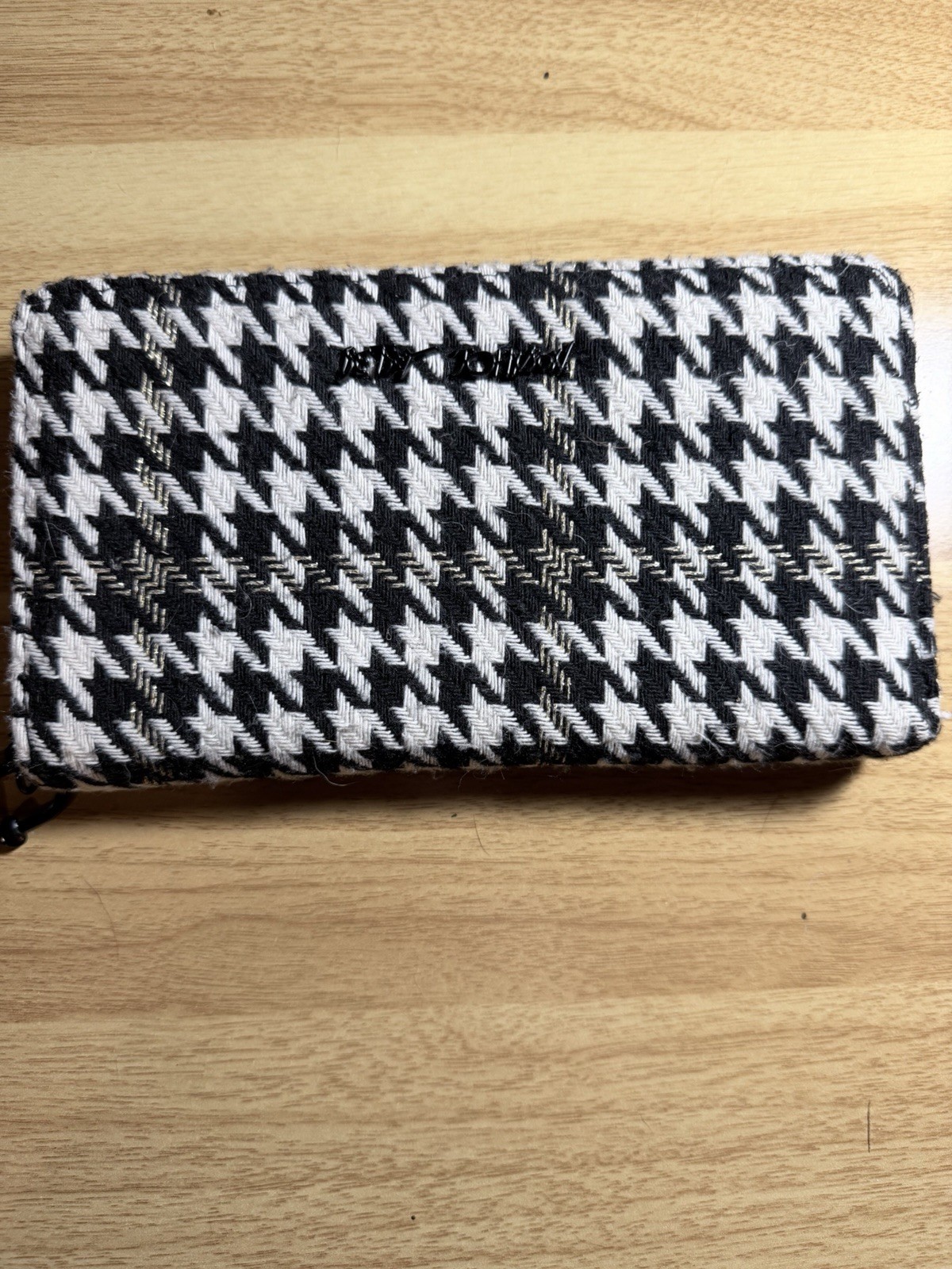 Betsey Johnson womens wallet plaid black and white