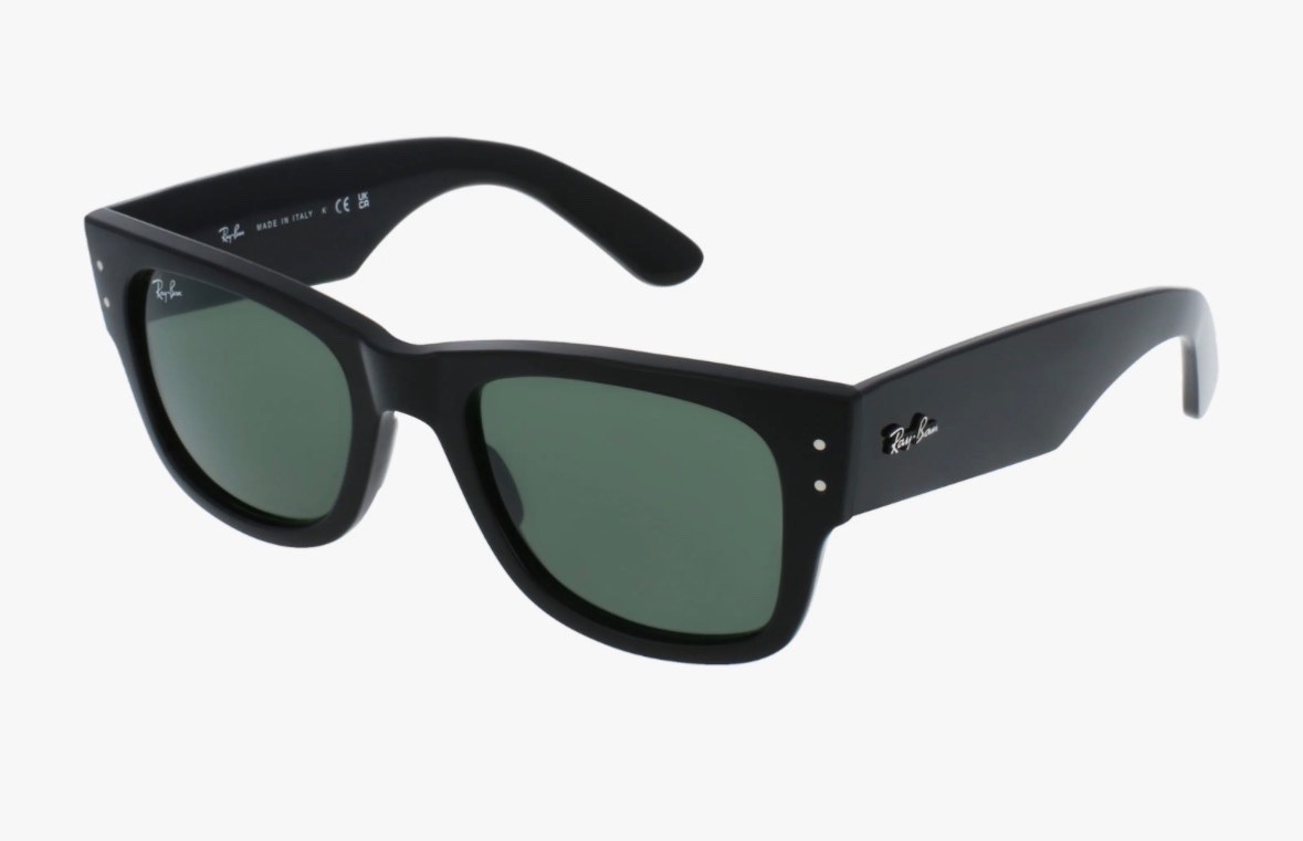 Ray-Ban Mega Wayfarer Rb0840s 901/31 52-21 Sunglasses Black Frame Green Lenses