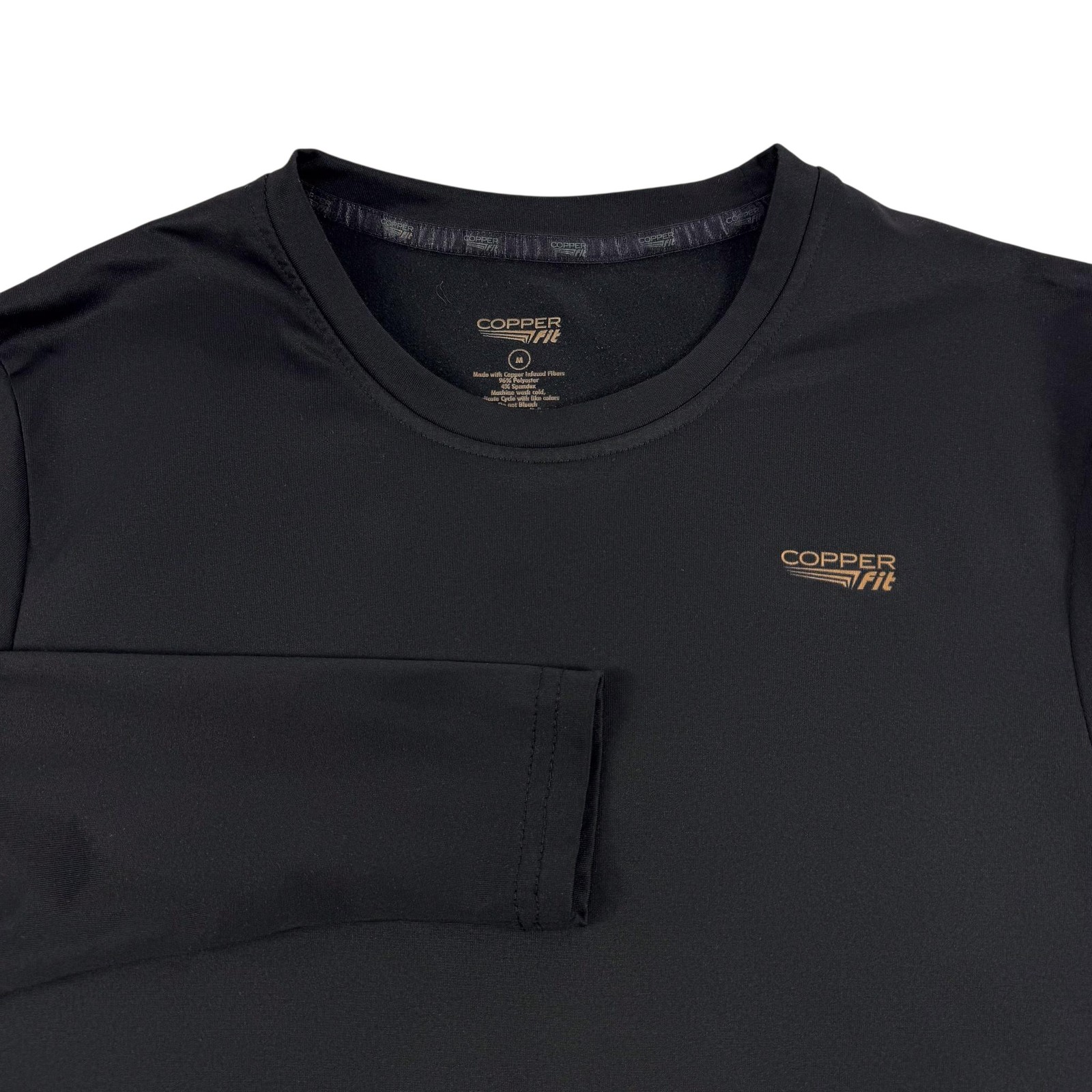 Copper Fit Shirt Mens Medium Black Long Sleeve Crew Neck Performance Tee Gym