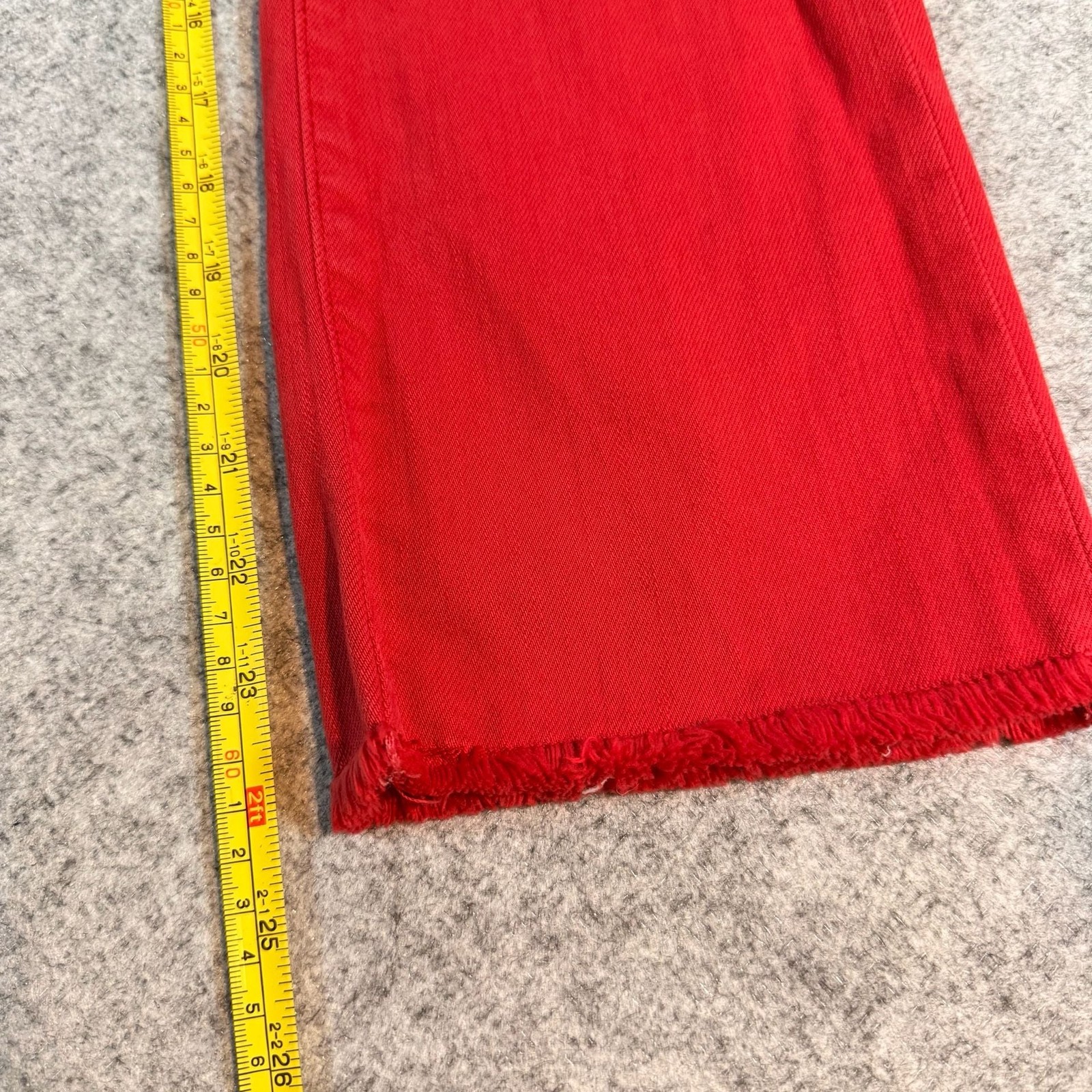 Pilcro Script Red Cropped Straight Leg Jeans Size 25 Raw Hem Anthropologie