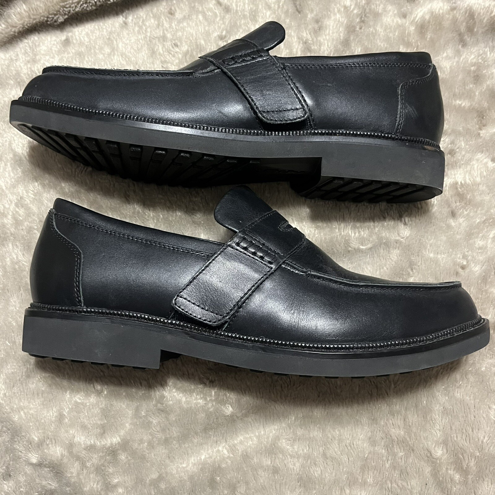 Apex Lexington Slip On Black Leather Comfort Loafers Shoes LT200M Mens11 Wide