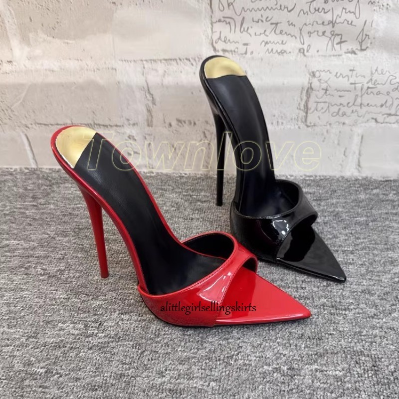 Ladies High Stiletto Heel Slippers Slip on Pointy Toe Mules Sandals Party Shoes