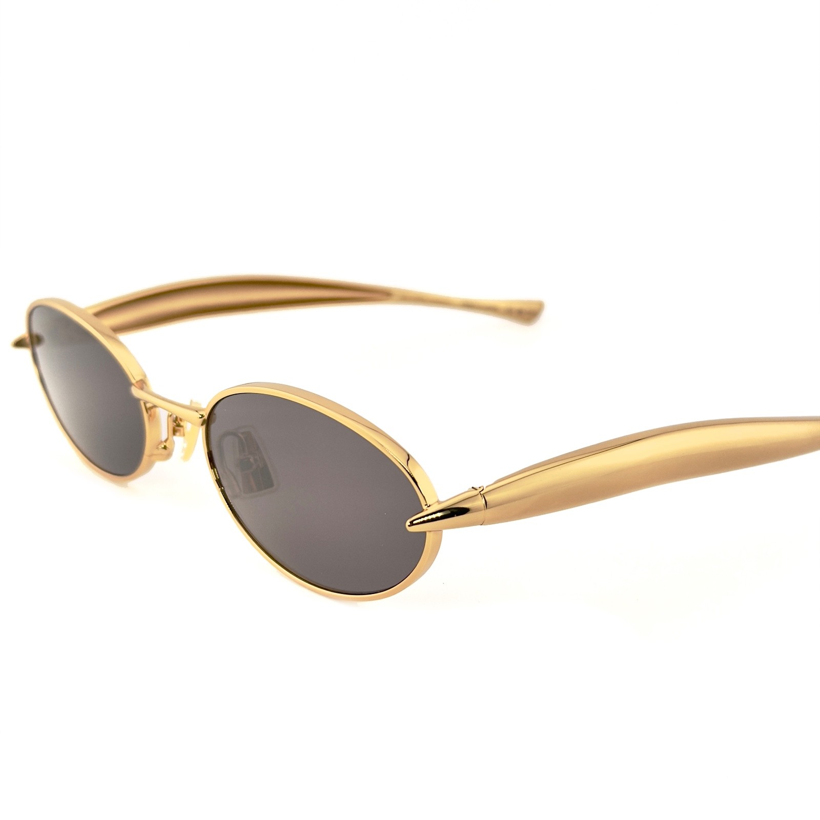 BOTTEGA VENETA 1386 SARDINE BV1386S Metal Gold Gray Unisex Oval Sunglass 001