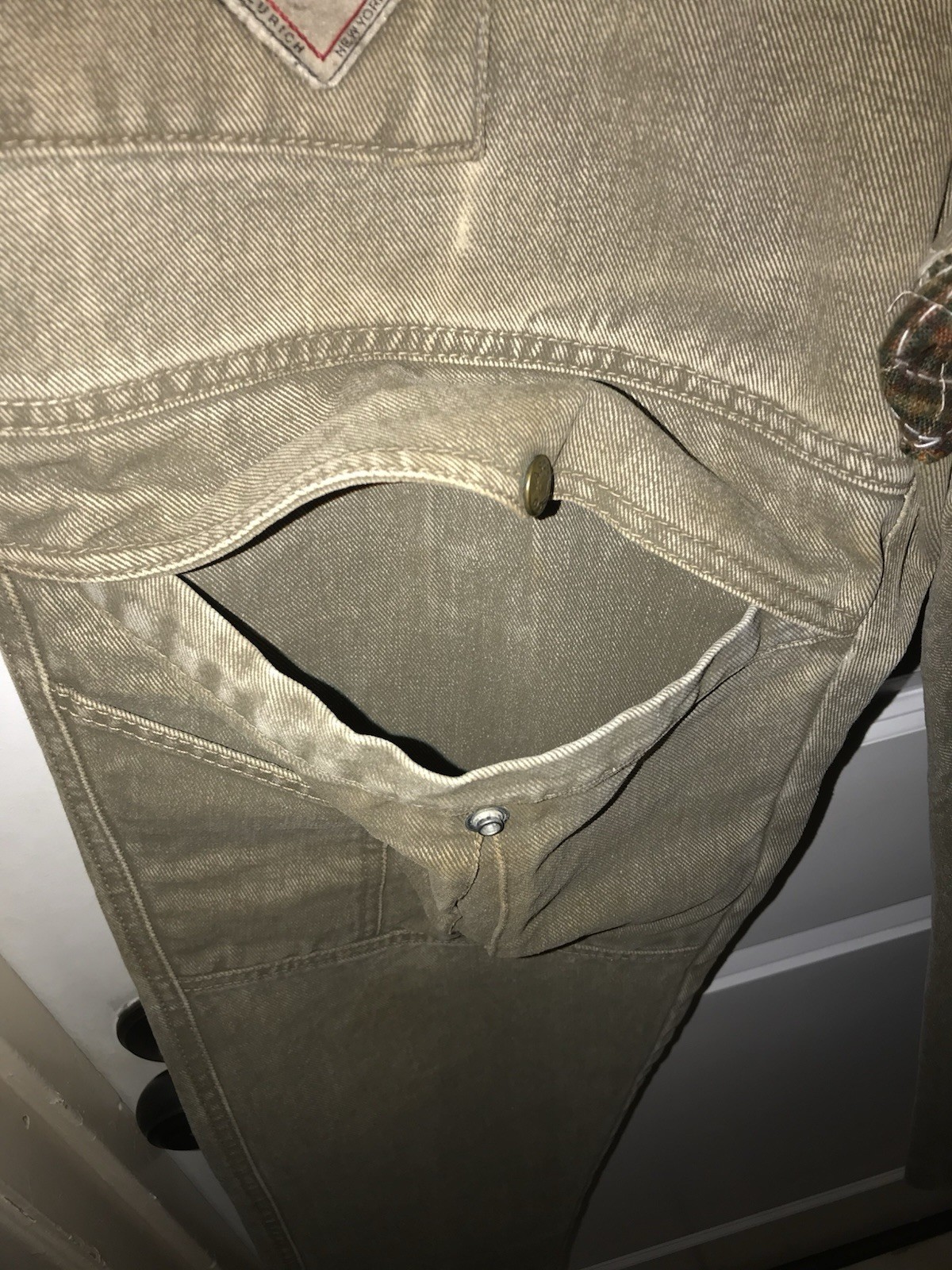 Vintage 70s Vasco Beige Cargo Denim Mechanic Pants Men’s 38×30 Talon Zipper USA
