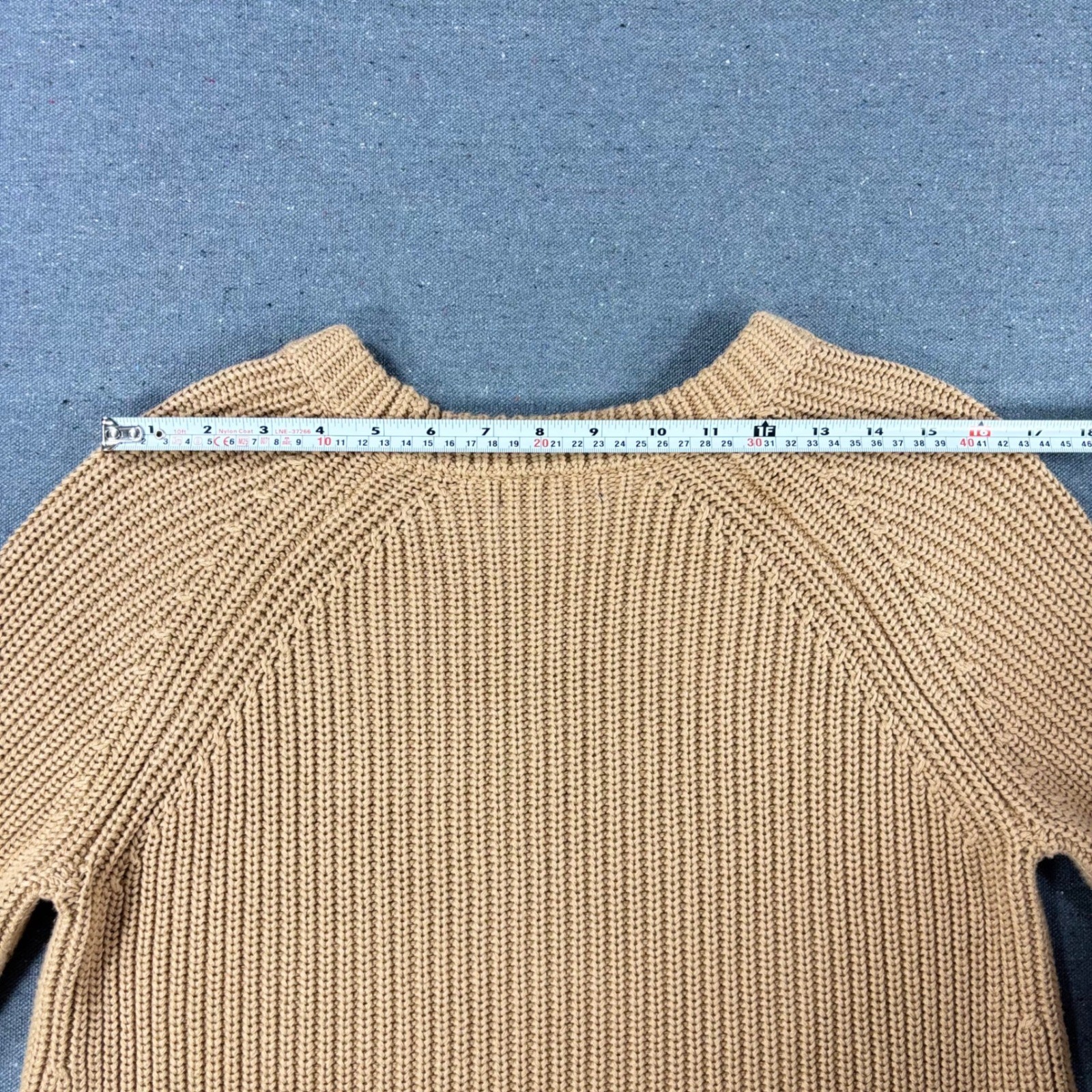 Quince Sweater Womens Small Tan Raglan Sleeve Shaker Stitch Knit Crewneck
