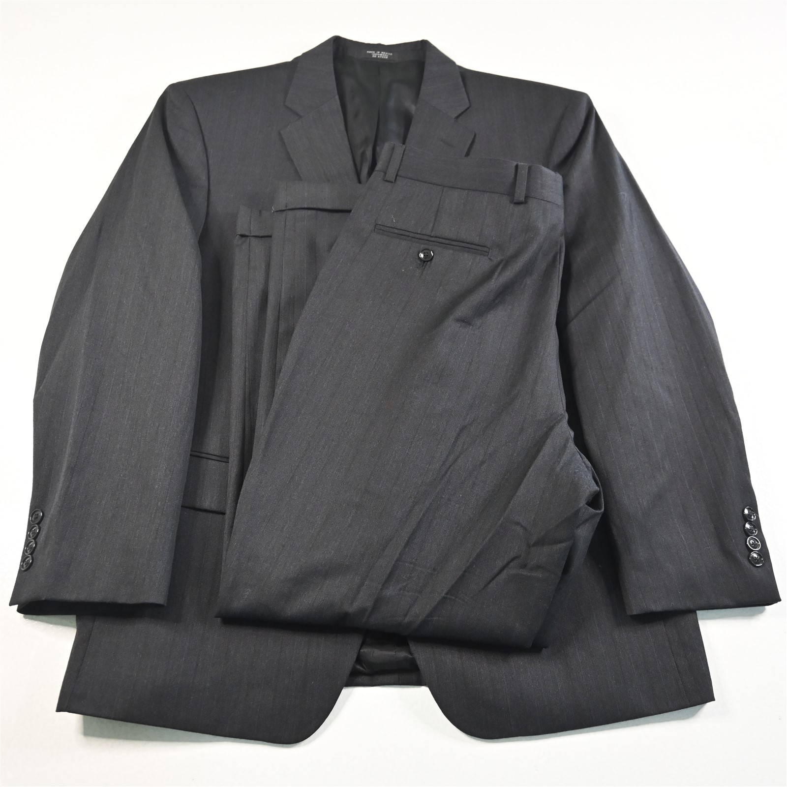 Jones New York 42R 34×30 Gray Striped 100% Wool Mens Jacket Pants Suit
