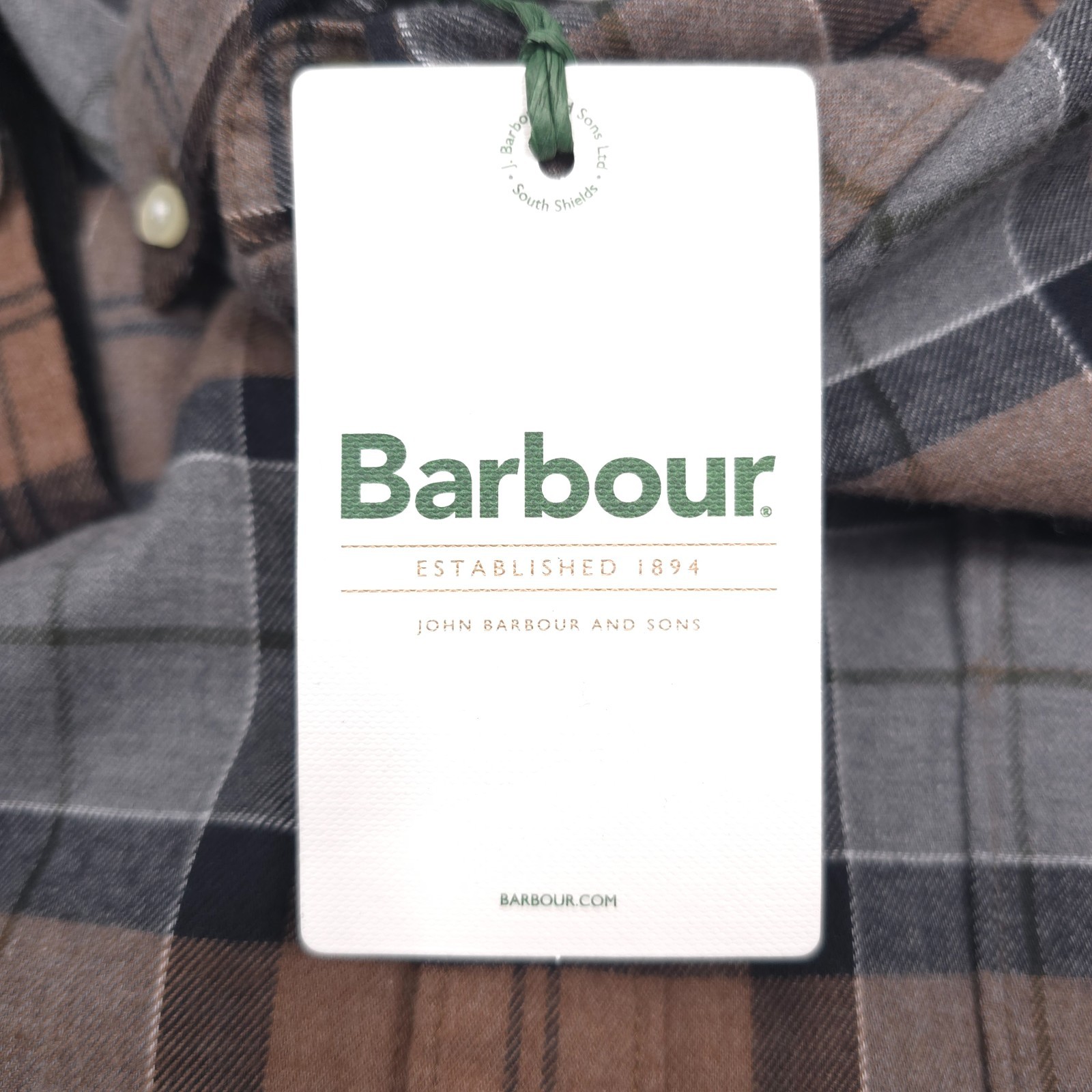 $110 Barbour Cedarwood Plaid Rasay Tailored Flannel Shirt Mens Size Small
