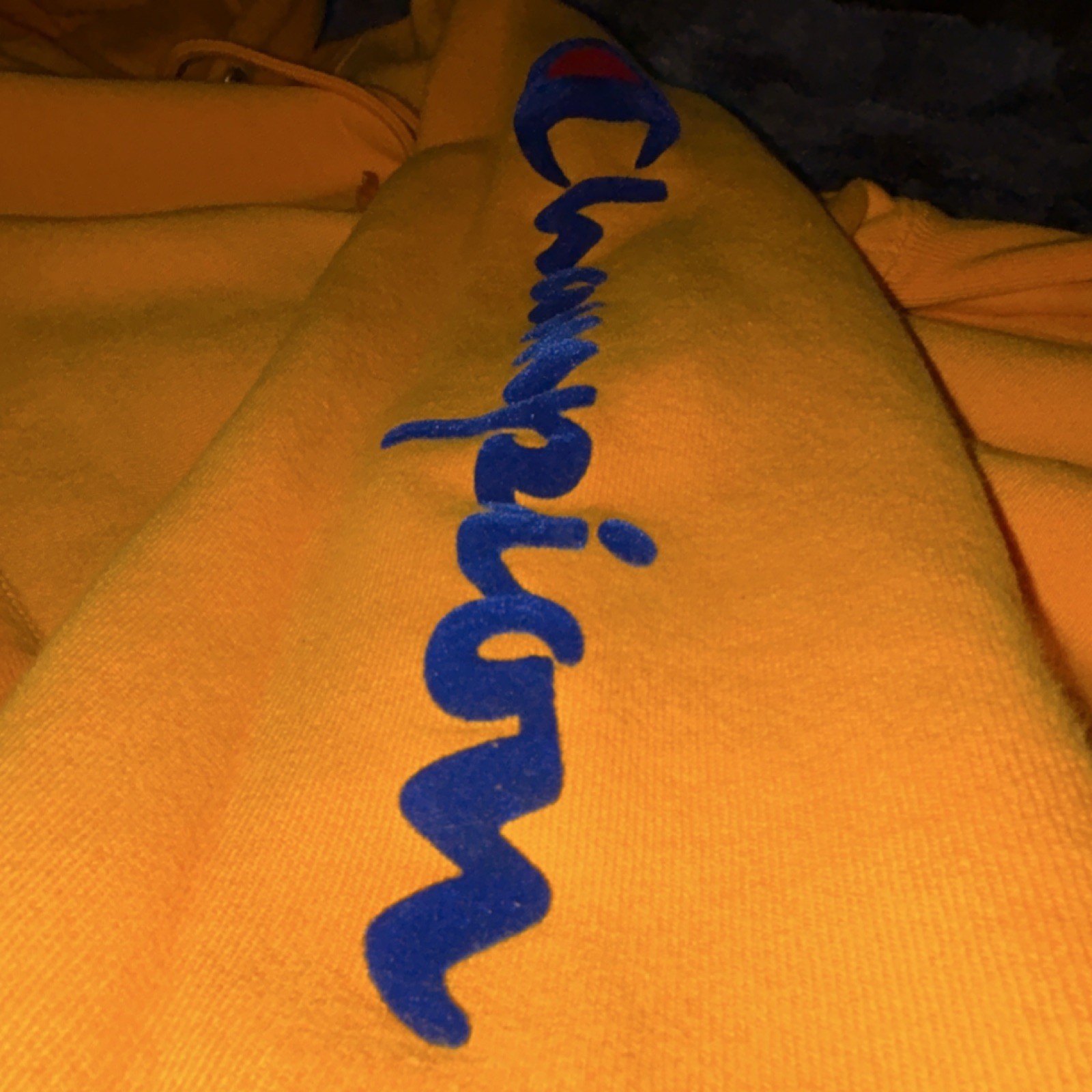 Champion Reverse Weave Yellow Men’s Small Hooded Pullover Fleece Long Sleeve