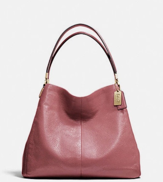 NWT COACH MADISON LEATHER SMALL PHOEBE SHOULDER BAG LIGHT GOLD ROUGE F26224