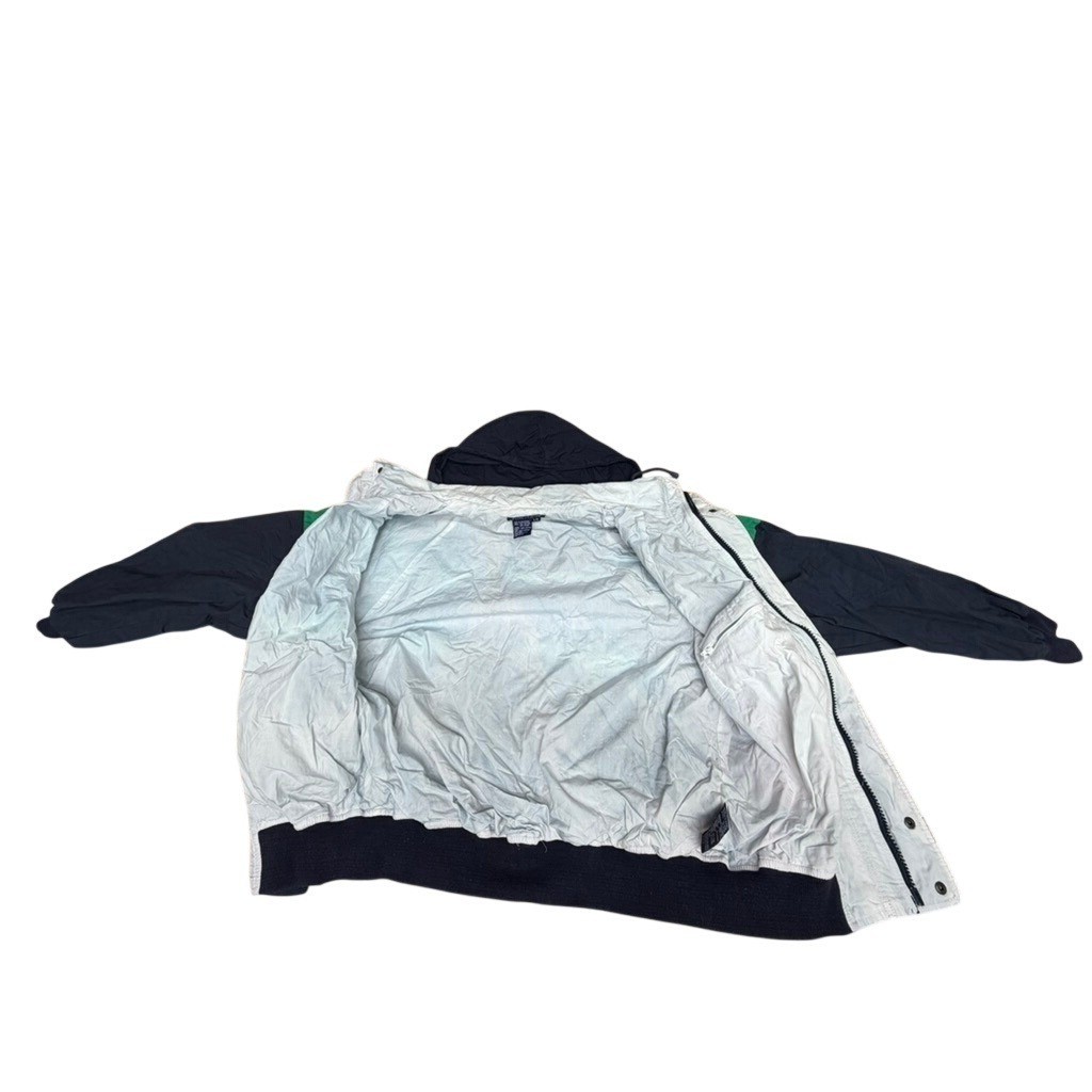 Nautica Challenge J-Class Sailing Jacket Mens Large Navy Green Vintage Hooded
