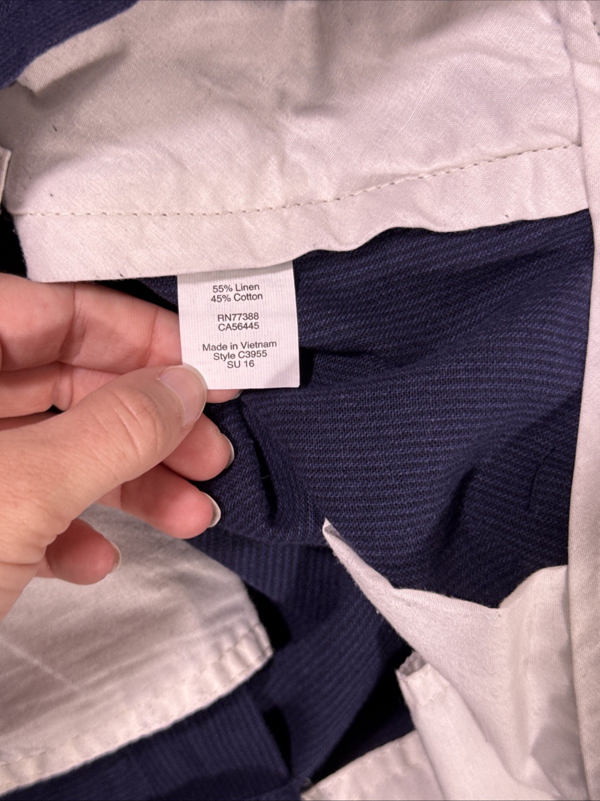 J Crew The Sutton Pants Mens Size 34×32 Navy Blue Pinstripe Linen Cotton