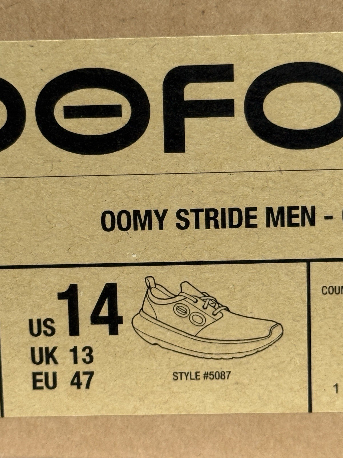 OOFOS OOmy Stride Shoe Men Size 14 Gray Glacier NIB