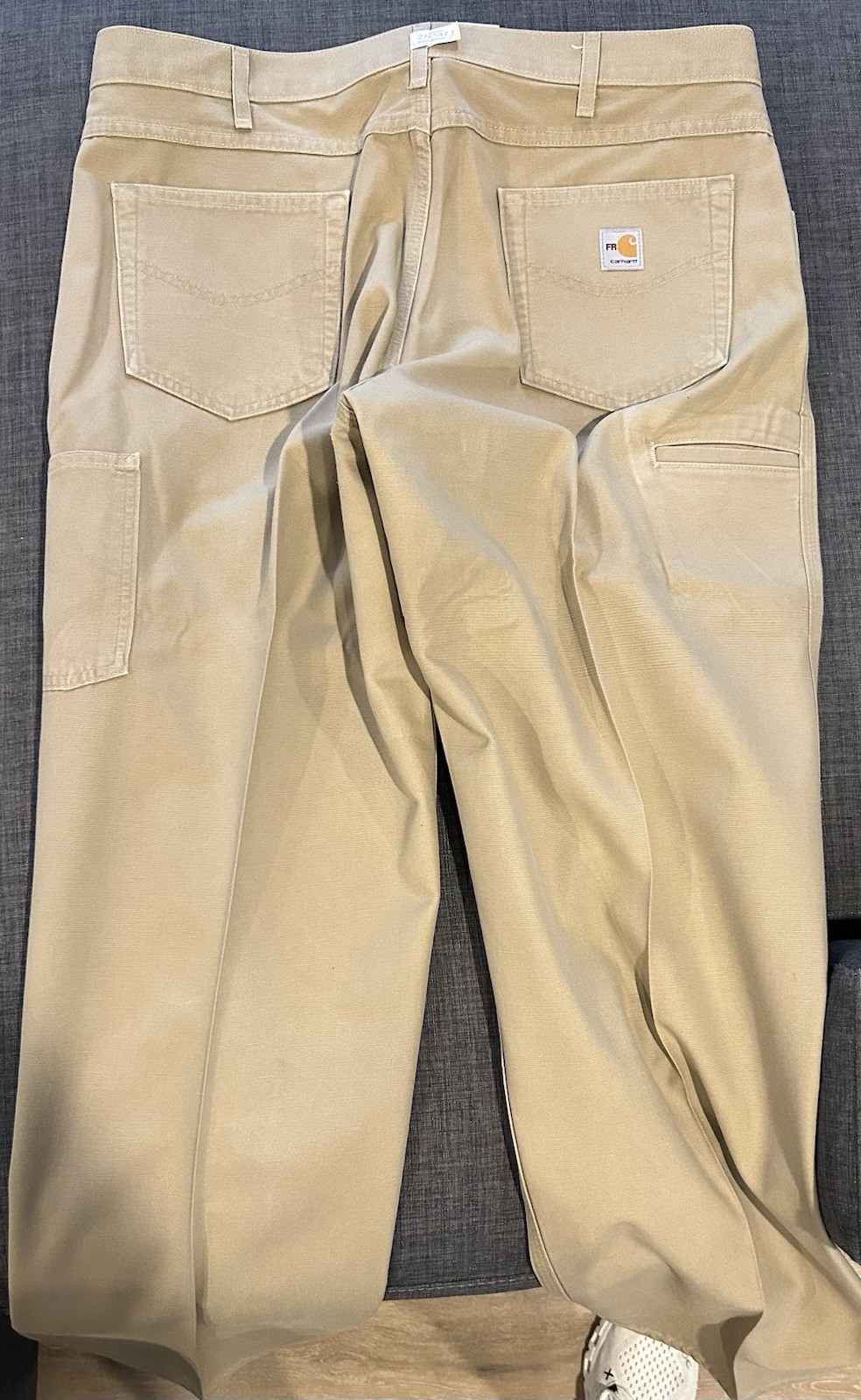 Carhartt Men’s fr Canvas Work Pants Beige Cotton Duck 38×32 B151-DKH