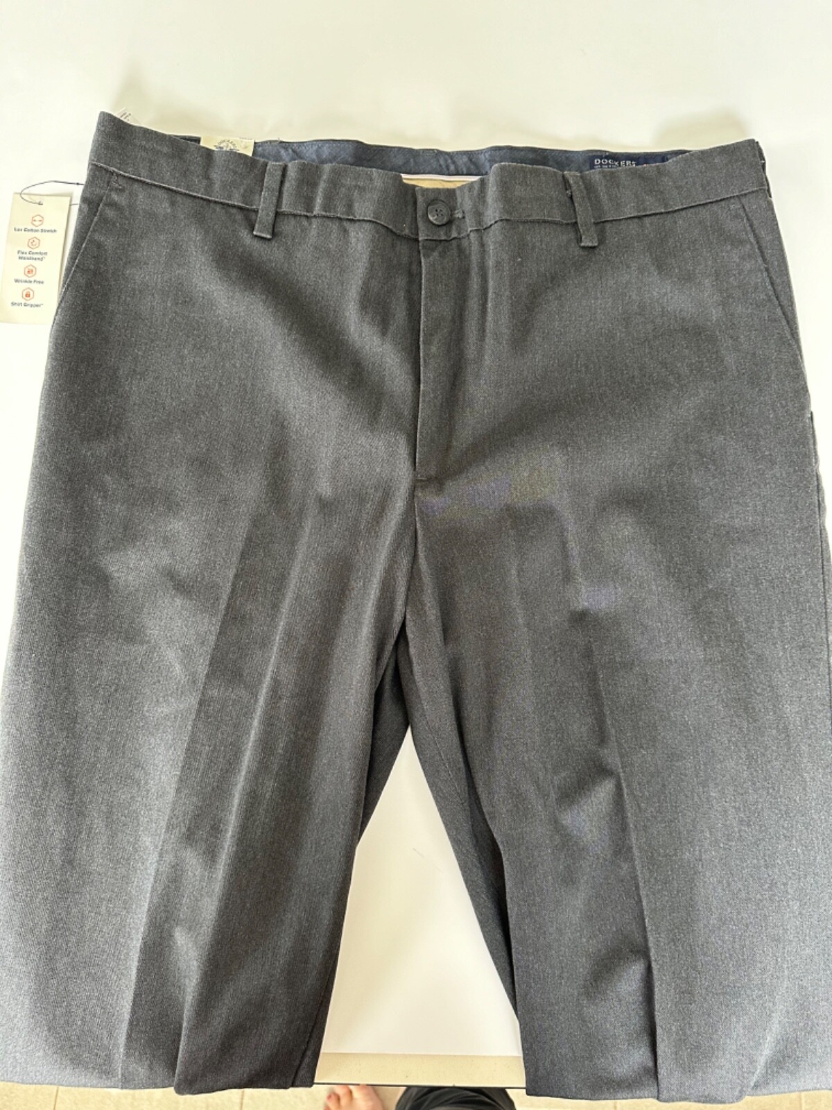 Dockers Grey Signature Khaki Classic Fit Lux Cotton Stretch Pant Size W40 X L34