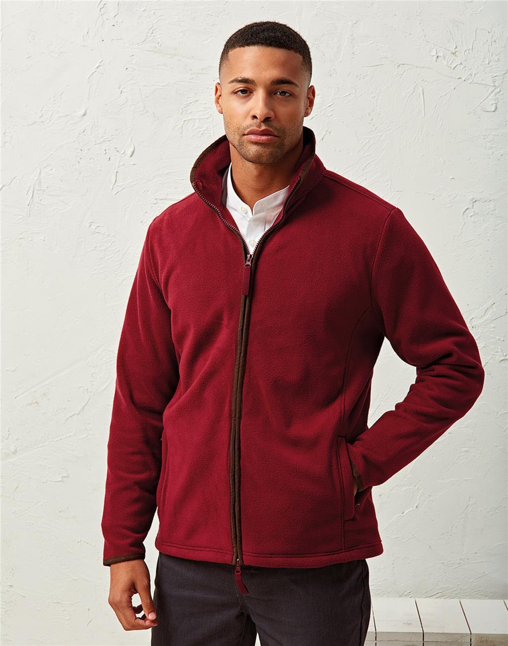 Premier Mens Zip Up Fleece Jacket Plain High Neck Zipped Jumper Warm Outerwear