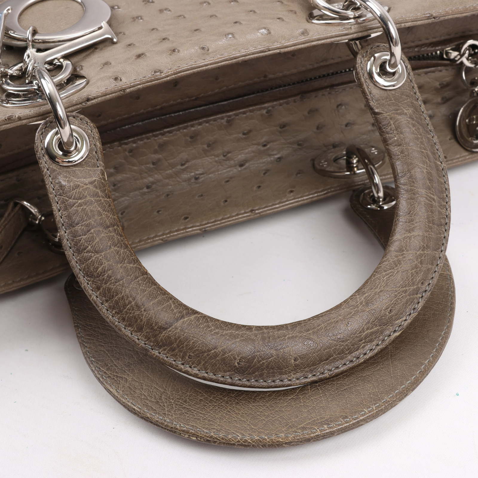 Dior Lady Dior Ostrich Large 2Way Handbag in Brown