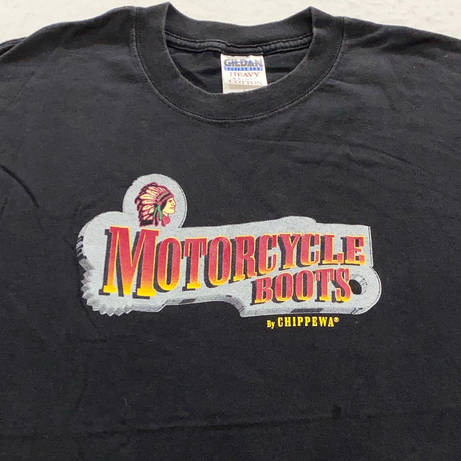 vintage 90s CHIPPEWA MOTORCYCLE BOOTS T-Shirt MEDIUM/LARGE biker soft