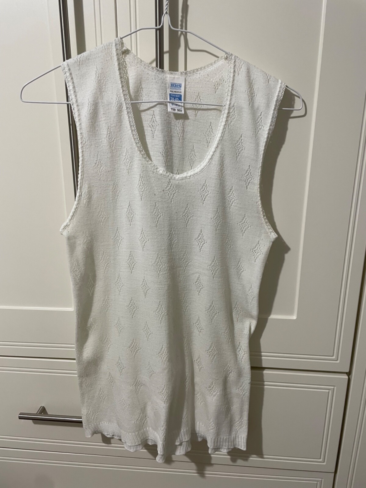 vintage BHS white vest wide strap, to fit bust 32-48″