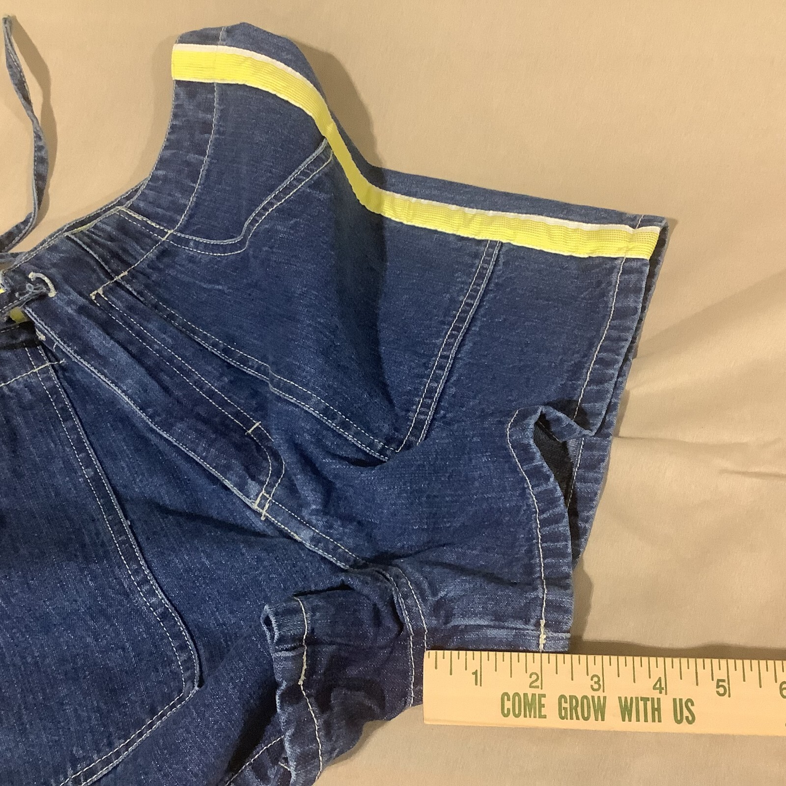 VTG 90s No Excuses Denim Shorts Tuxedo Stripe High Waist Mom Tie &Button Sz 9/10