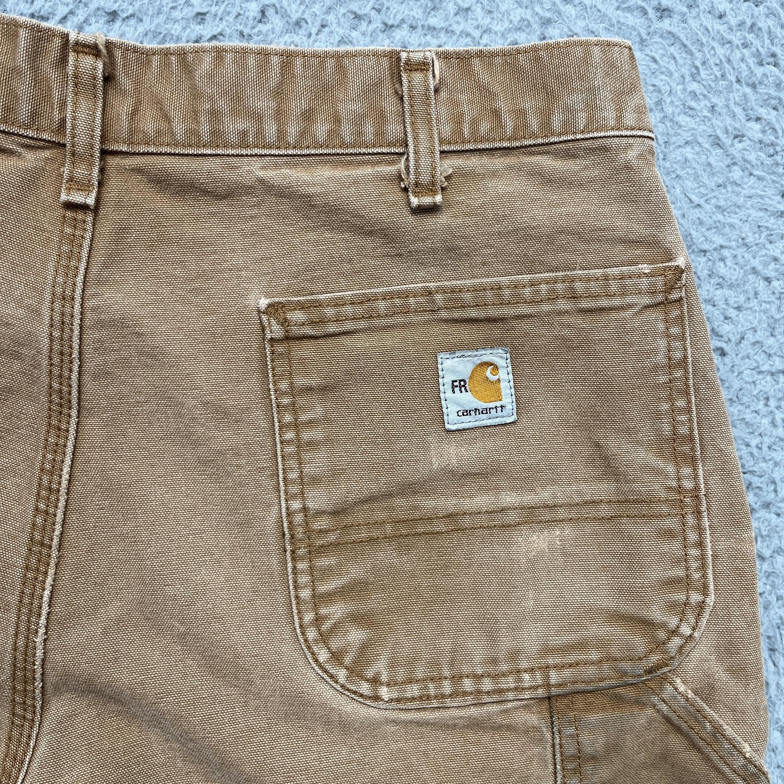 Carhartt FR Dungaree Fit Carpenter Pants Mens 36×30 Brown Canvas FRB229 Work