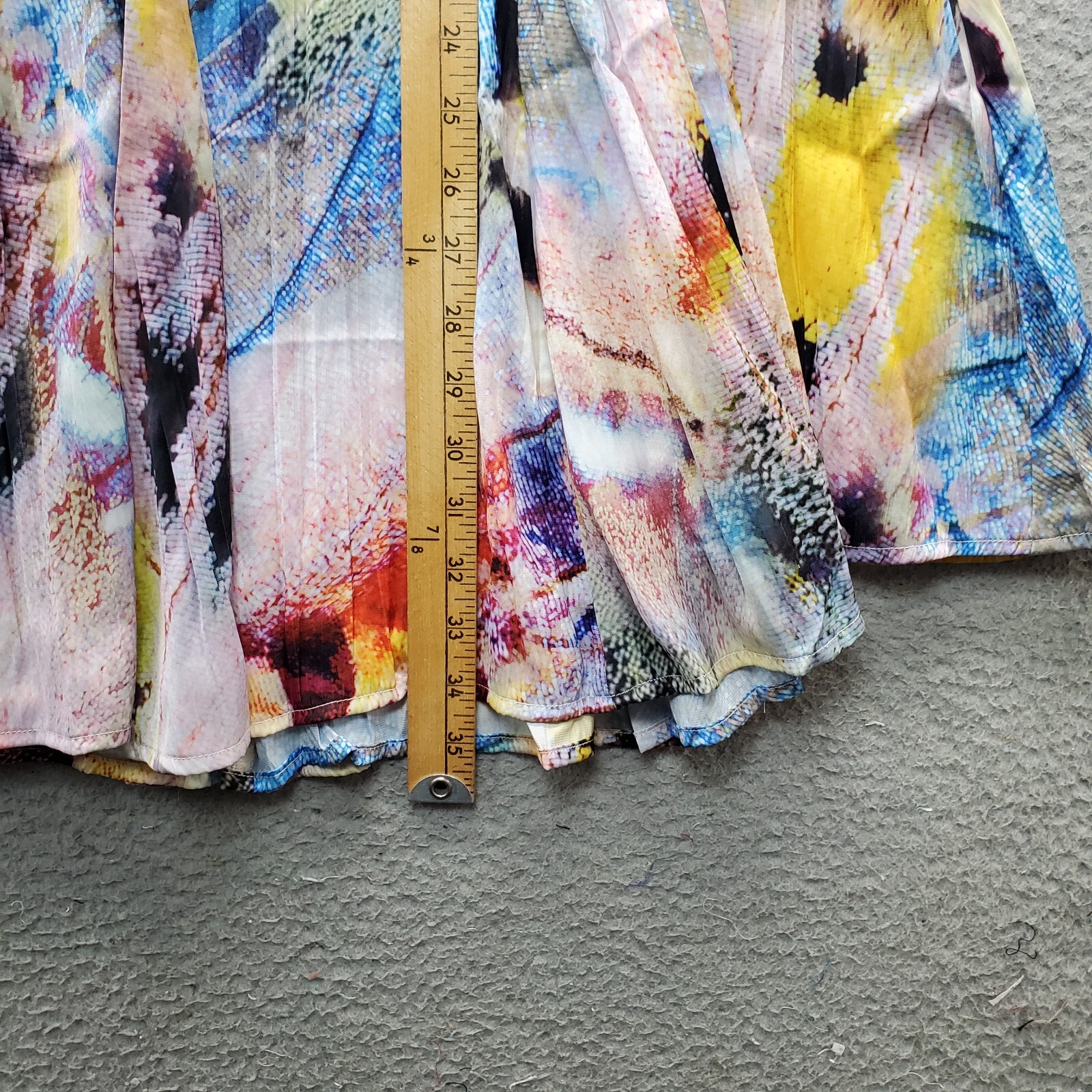 Anthropologie Maxi Skirt Women’s 6 Multi Watercolor Art Lined Swing Hem Side Zip